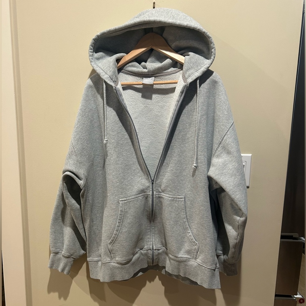 TNA Size 3 Cozy AF Fleece Gray Zip-Up Hoodie
